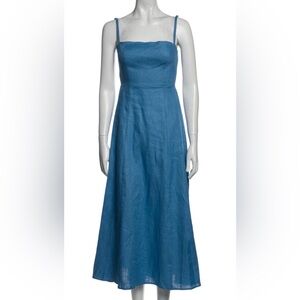REFORMATION STARFRUIT SLEEVELESS OPEN BACK LINEN PARISIAN BLUE MIDI DRESS size 0